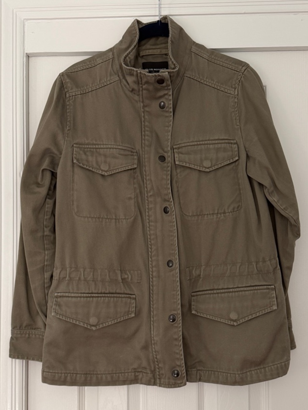 Club Monaco Olive Utility Jacket with Stand Collar